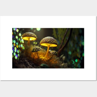 Glowing mushrooms 6 Posters and Art